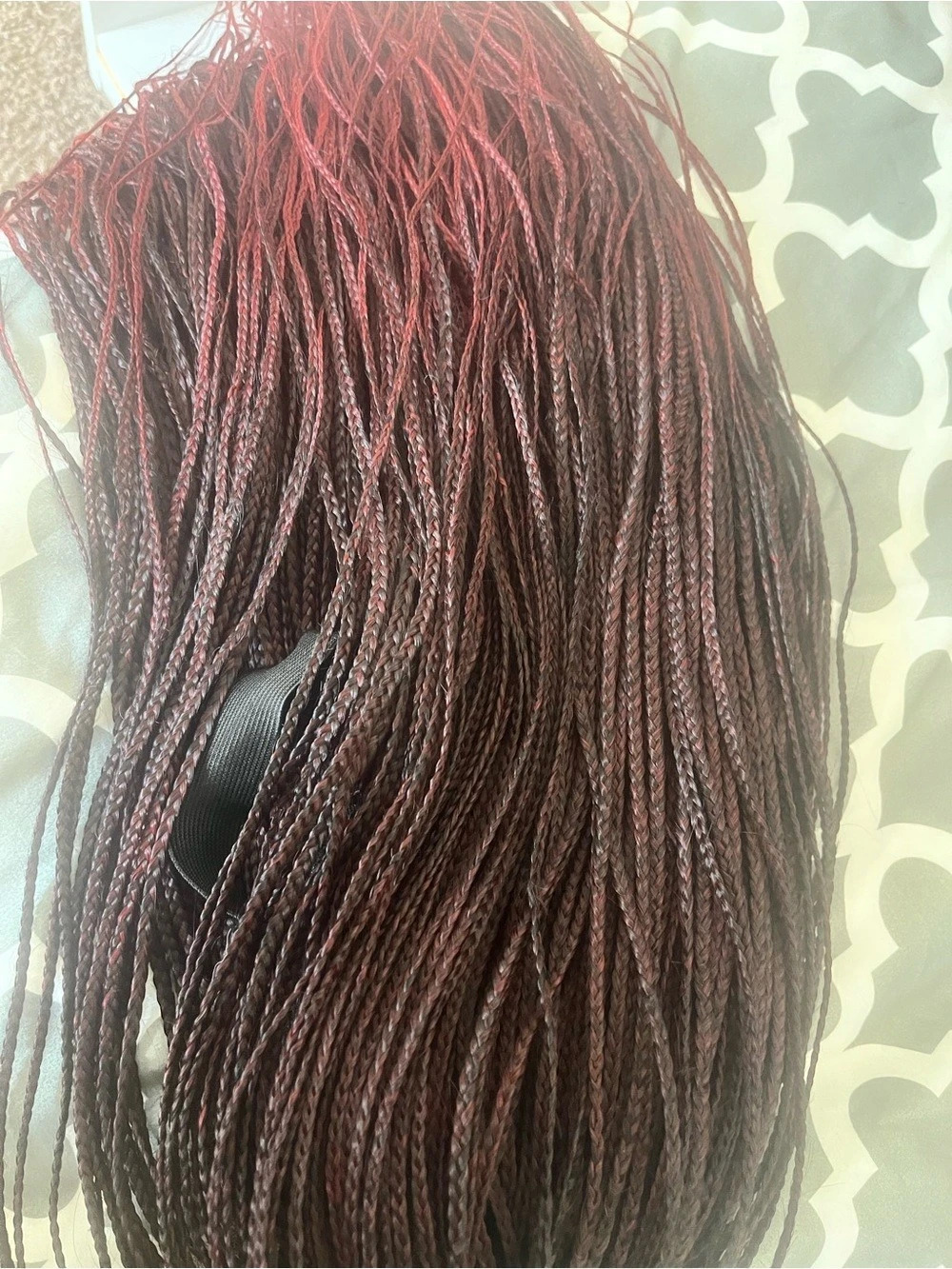 Braided Ombre Wig Extension in Black & Wine